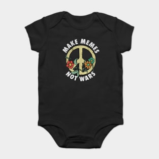 Make Memes Not Wars Funny World War 3 Meme Design Baby Bodysuit